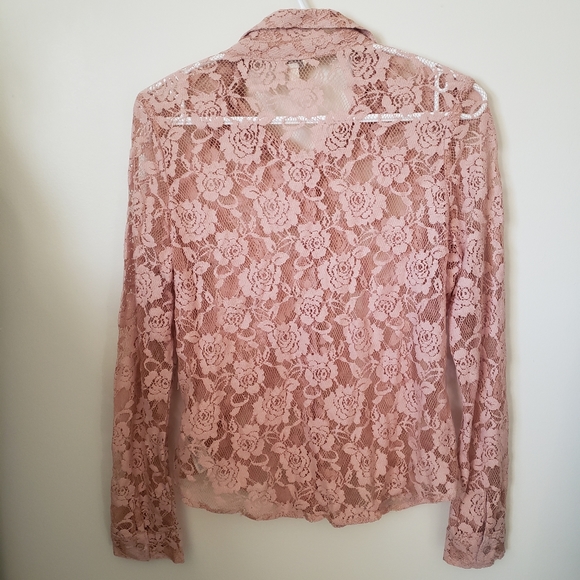 Forever 21 Lace Blouse Large Pink - Picture 7 of 7